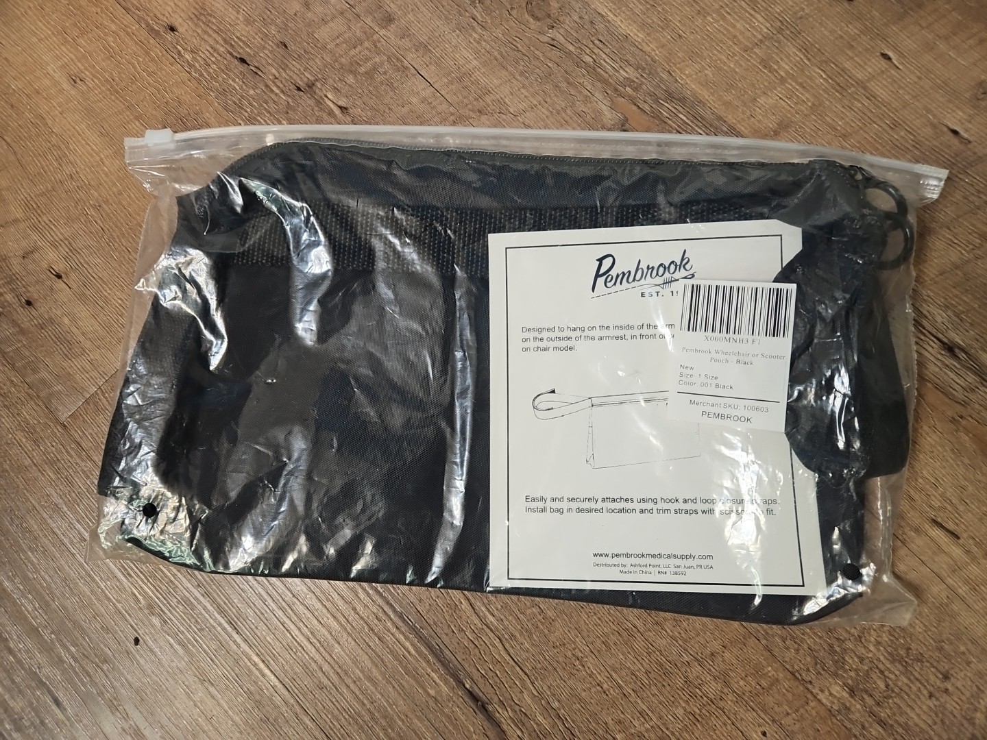 Wheelchair or Scooter Pouch - Black - BRAND NEW! Pembrook Medical Supply