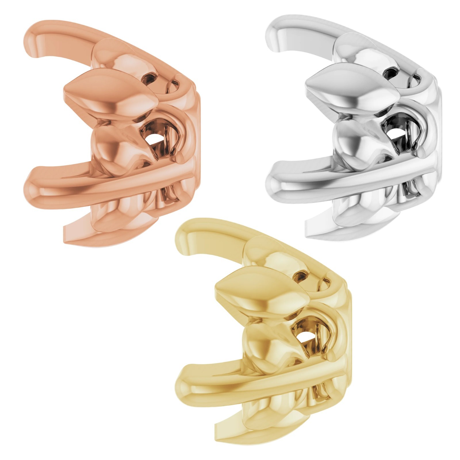 10K 14K 18K Gold, Platinum & Silver 3.5 mm Round 3-Prong Earring Setting