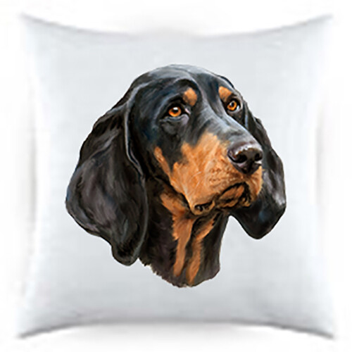 Black & Tan Coonhound Satin Throw Pillow