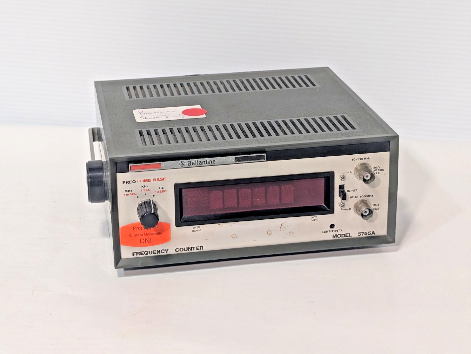 Ballantine Model 5755A Electronic Signal Frequency Counter, for Parts or Repair