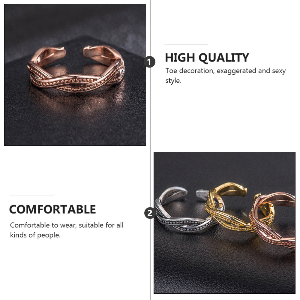 3PCS Adjustable Foot Ring Toe Ring Decoration Creative Knuckle Rings Set