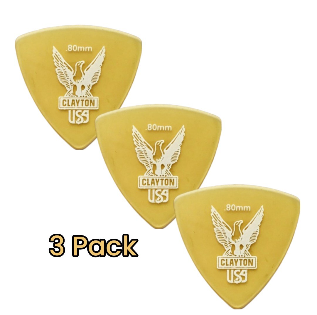 Clayton Ultem Gold Rounded Triangle Picks .80mm 3 Picks