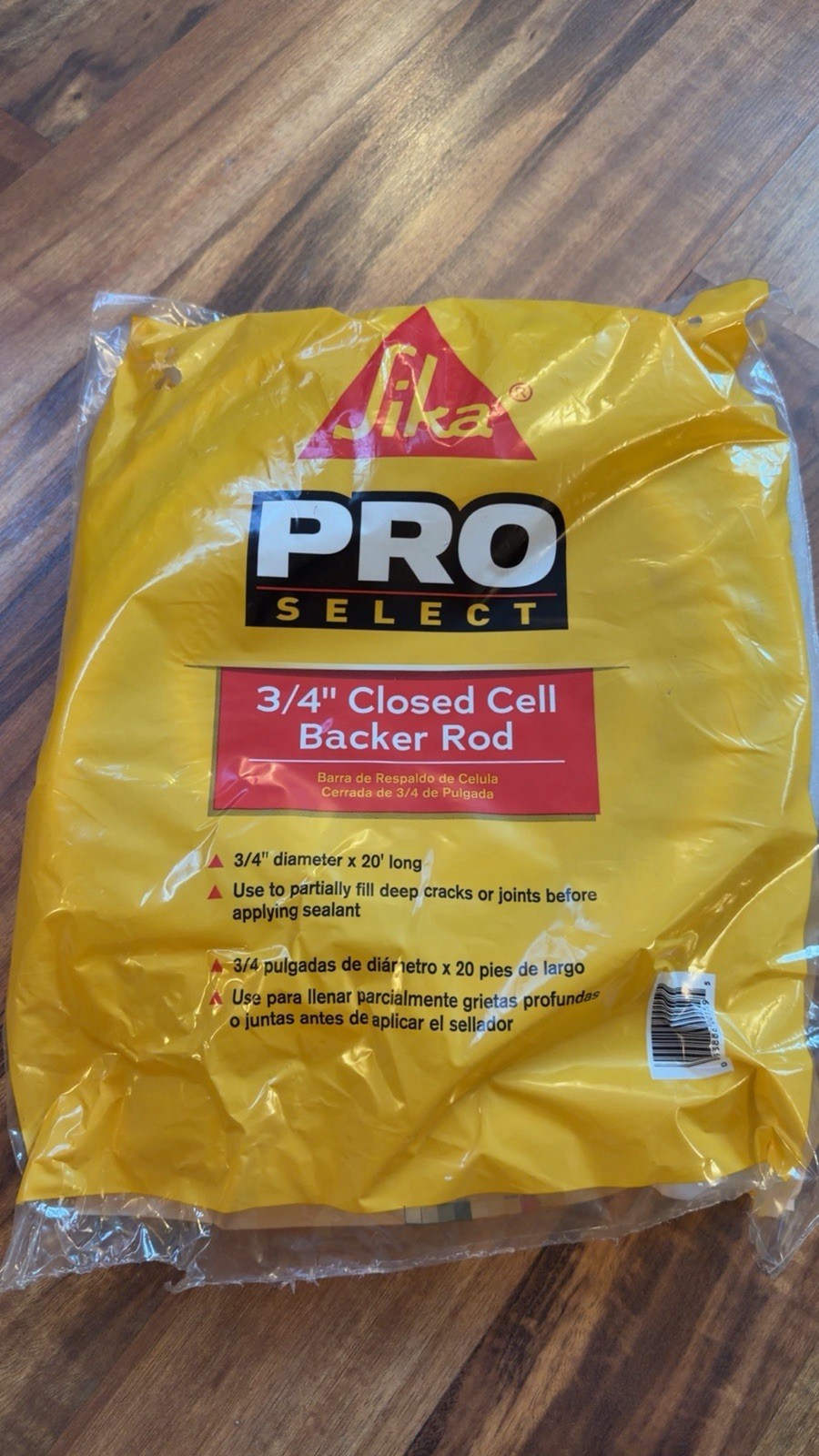 Sika Closed Cell Foam Backer Rod Gray 3/4" 0.75 in 20 ft Bag Packaging