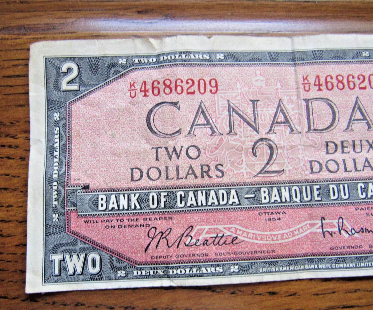 Canadian 2 Dollar Bill Ottawa 1954