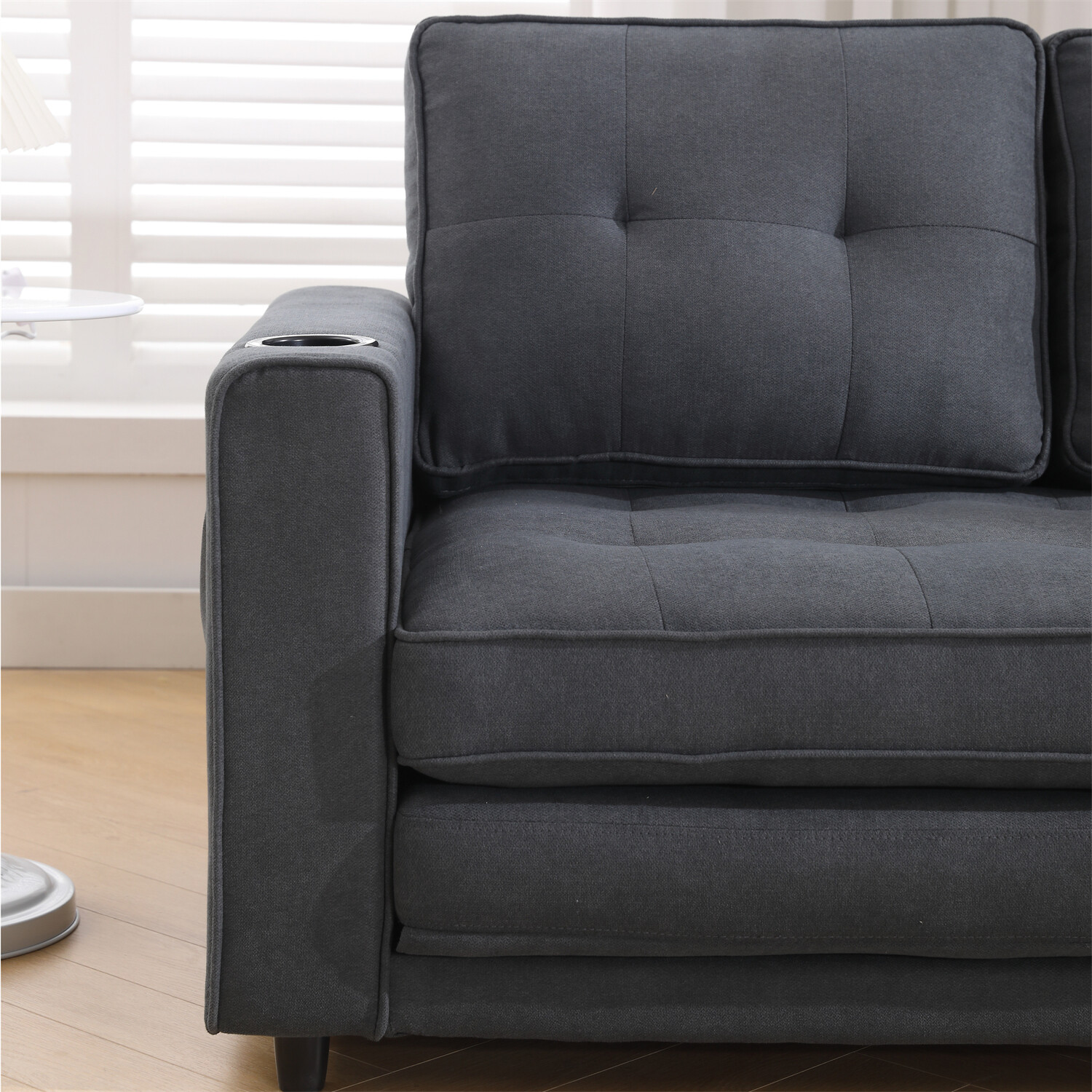 Convertible Sofa Bed Loveseat Futon Sofa Couch with Pull Out Bed Dark Gray