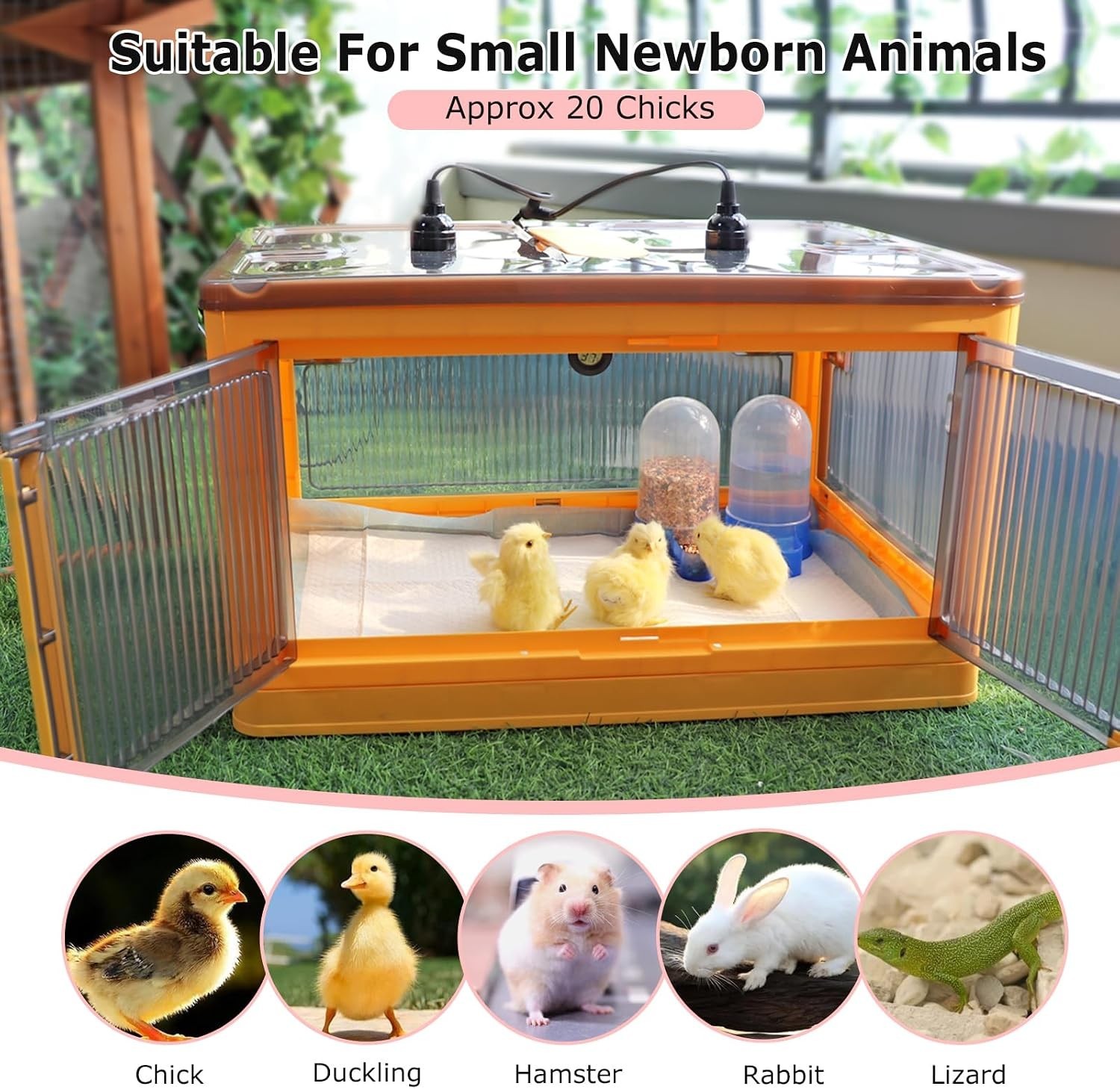 Chick Brooder Box for Chicks, Quail Brooder Box Kit with Heater Feeder