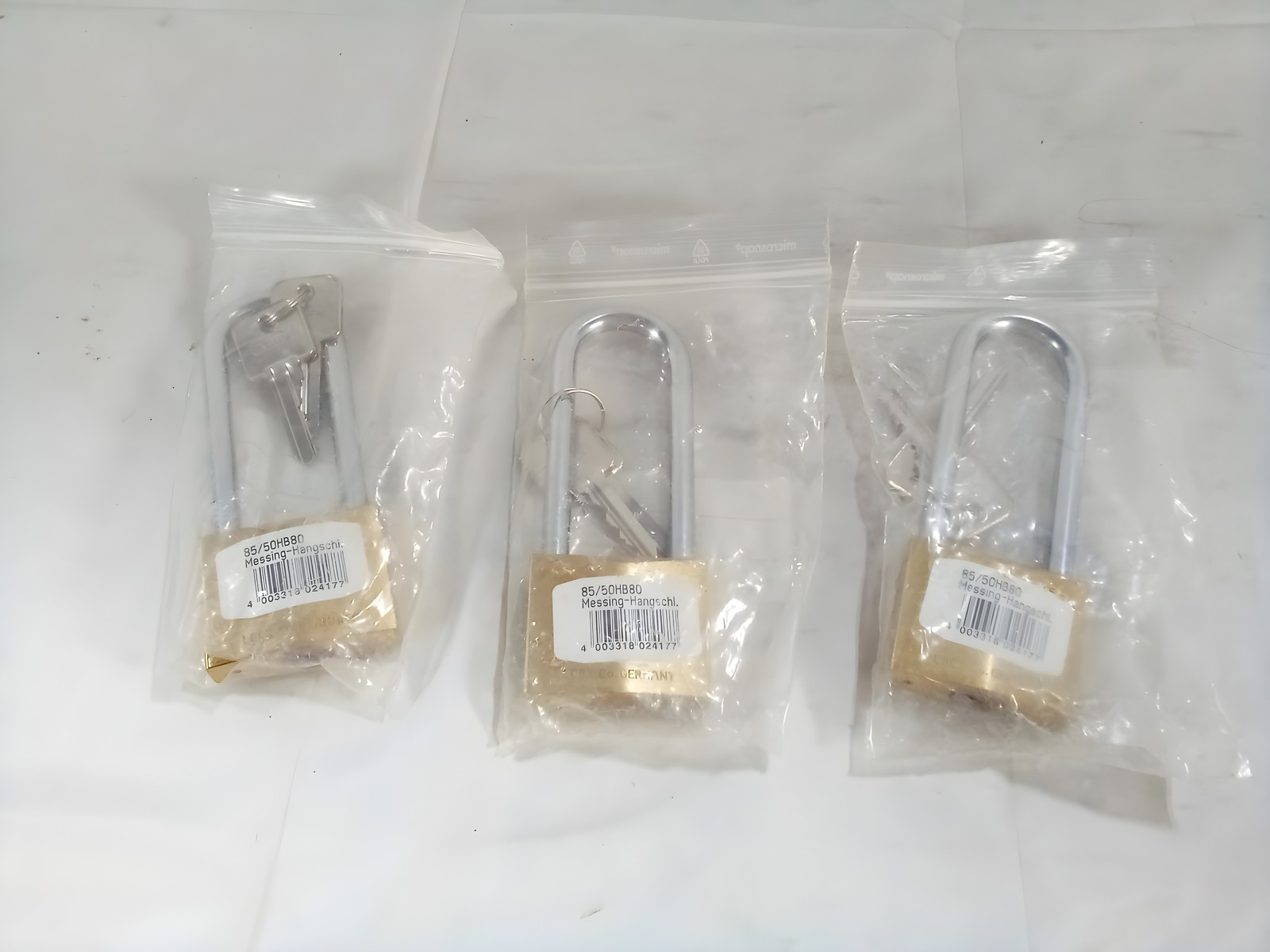 ABUS 85/50HB80 Solid Brass Long Shackle Padlock Lot of 3