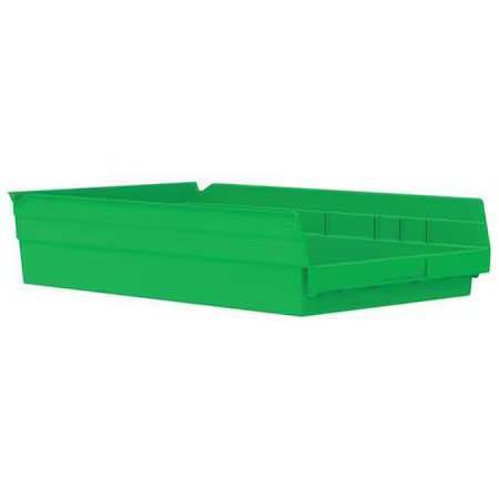 Akro-Mils 30178Green Shelf Storage Bin, Plastic, Green, 4 In H, 11 1/8 In W, 17