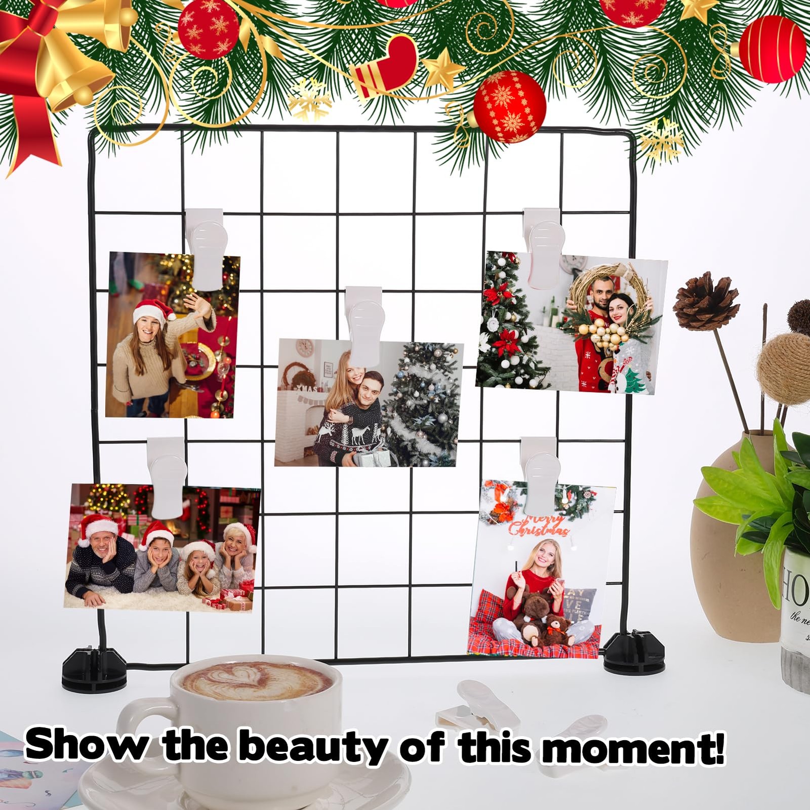 20 PCS Grid Wall Hooks Clips Panel Wire Rack Hanging Display Art Exhibition