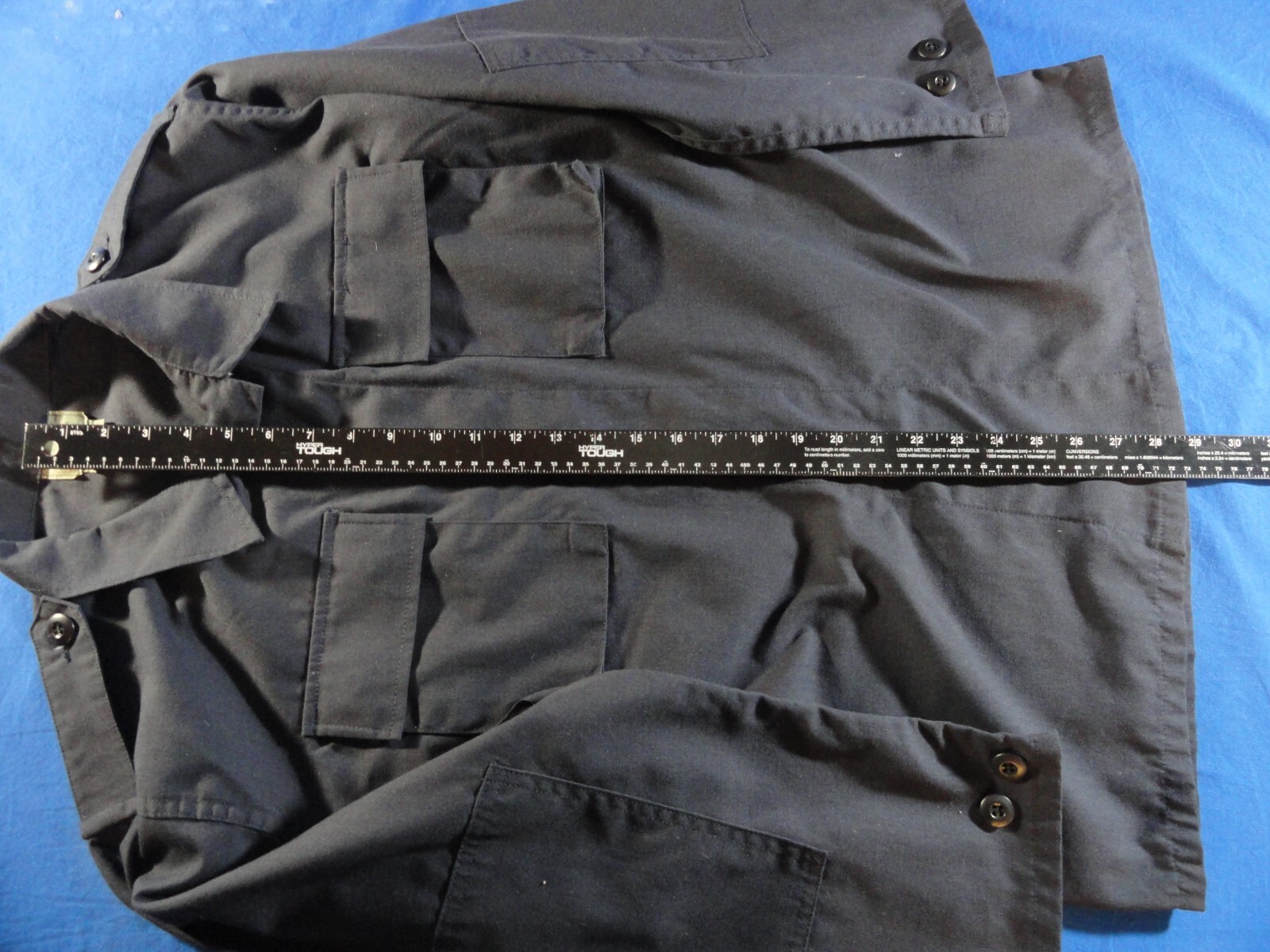 TRU-SPEC CAMOUFLAGE BDU 2 POCKET UNIFORM DARK BLUE BUTTON UP JACKET MEDIUM