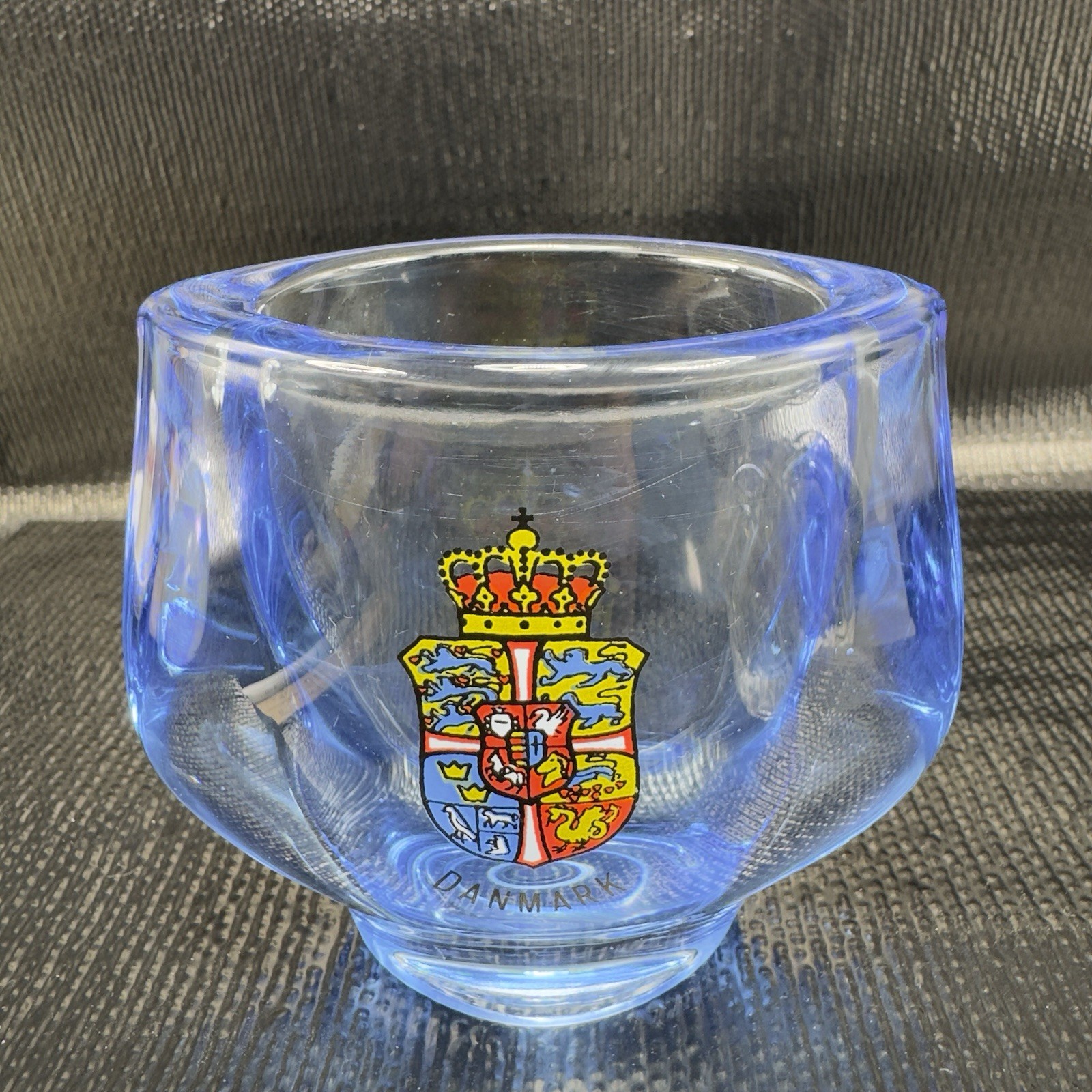 Vintage Denmark Art Glass Bud Vase With Flag Shield Heavy Glass Vase Danmark