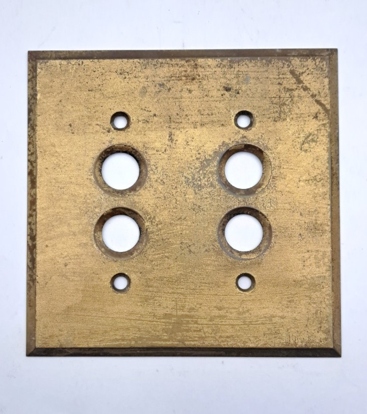 Antique Brass Push Button Switch Cover Plate Old Electric Two Gang Box