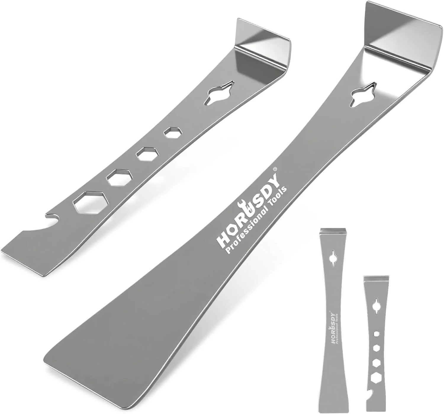 2-Piece Pry Bar Scraper Set, Stainless Steel Flat Pry Bars with Hex Screwdriver