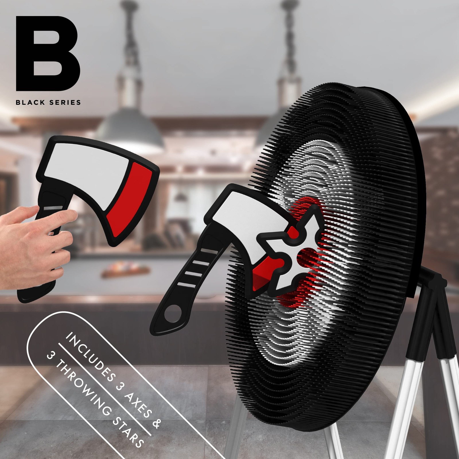 Black Series Axe Throwing Target Set Includes 3 Target Lightweight Plastic