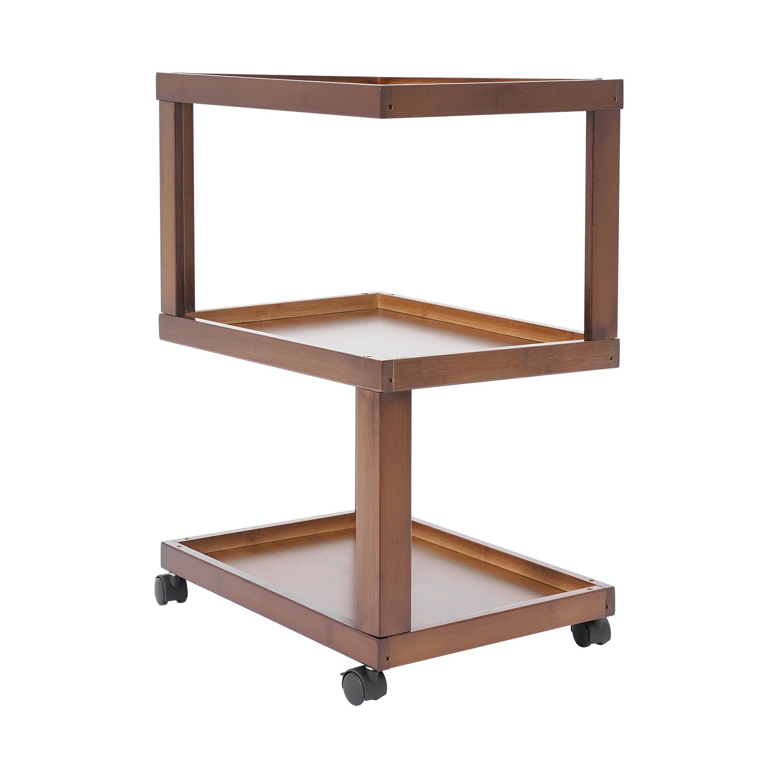 End Table 3-Tier Wood Nightstand End Table for Small Spaces with Open Storage