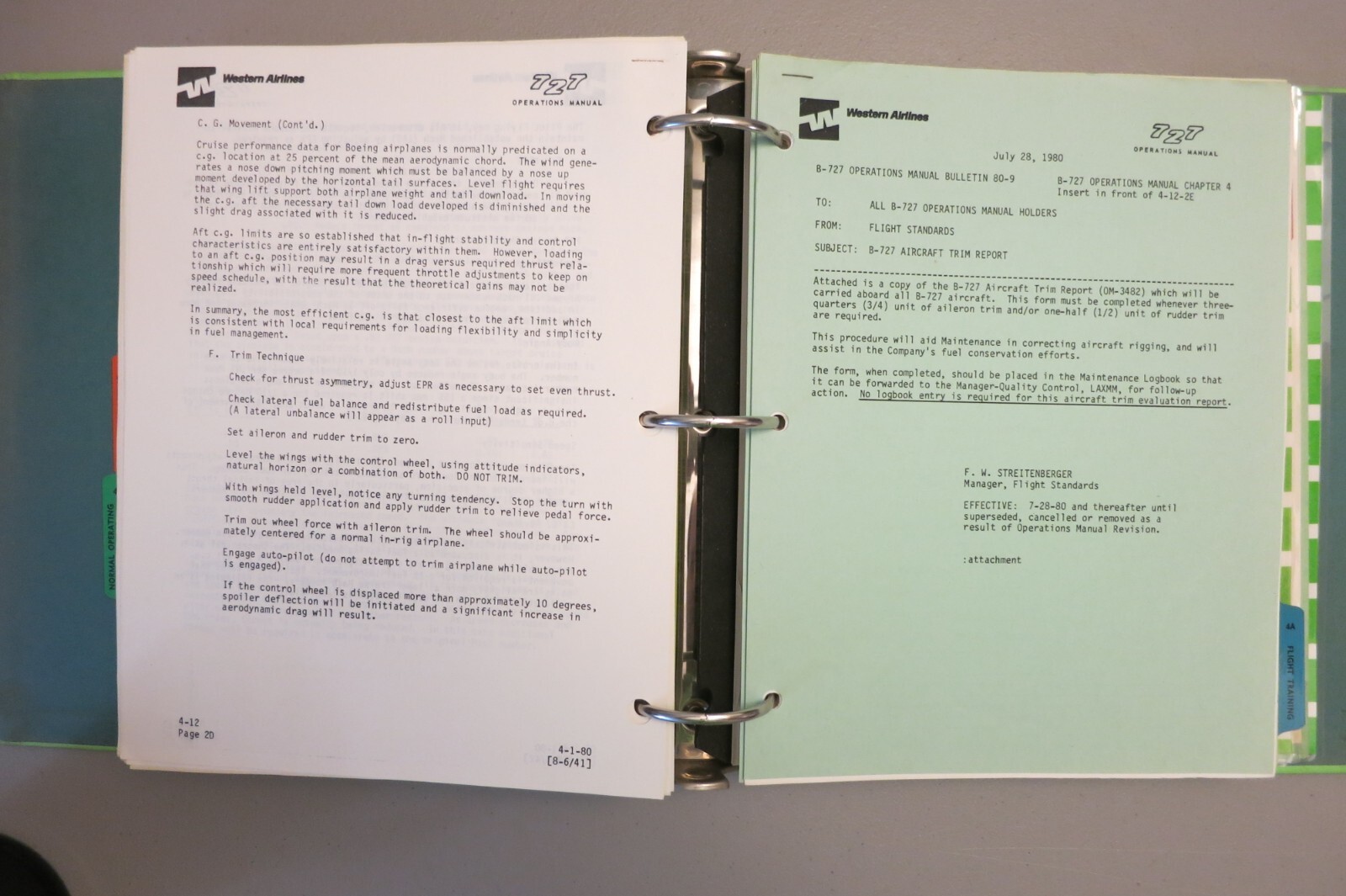 Western Airlines Boeing 727 Operations + Simulator and Flight Training Manual
