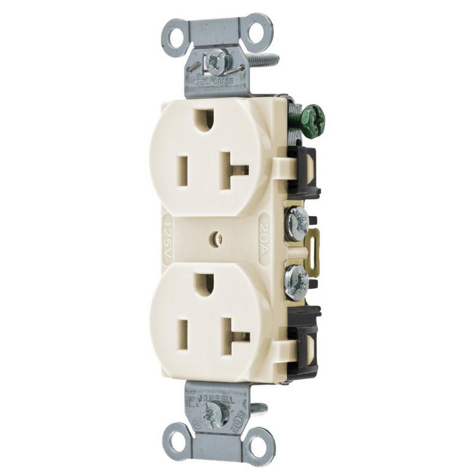 Hubbell Lt Almond Straight Blade Duplex Receptacle Outlet 5-20R 20A Bulk BR20LAZ