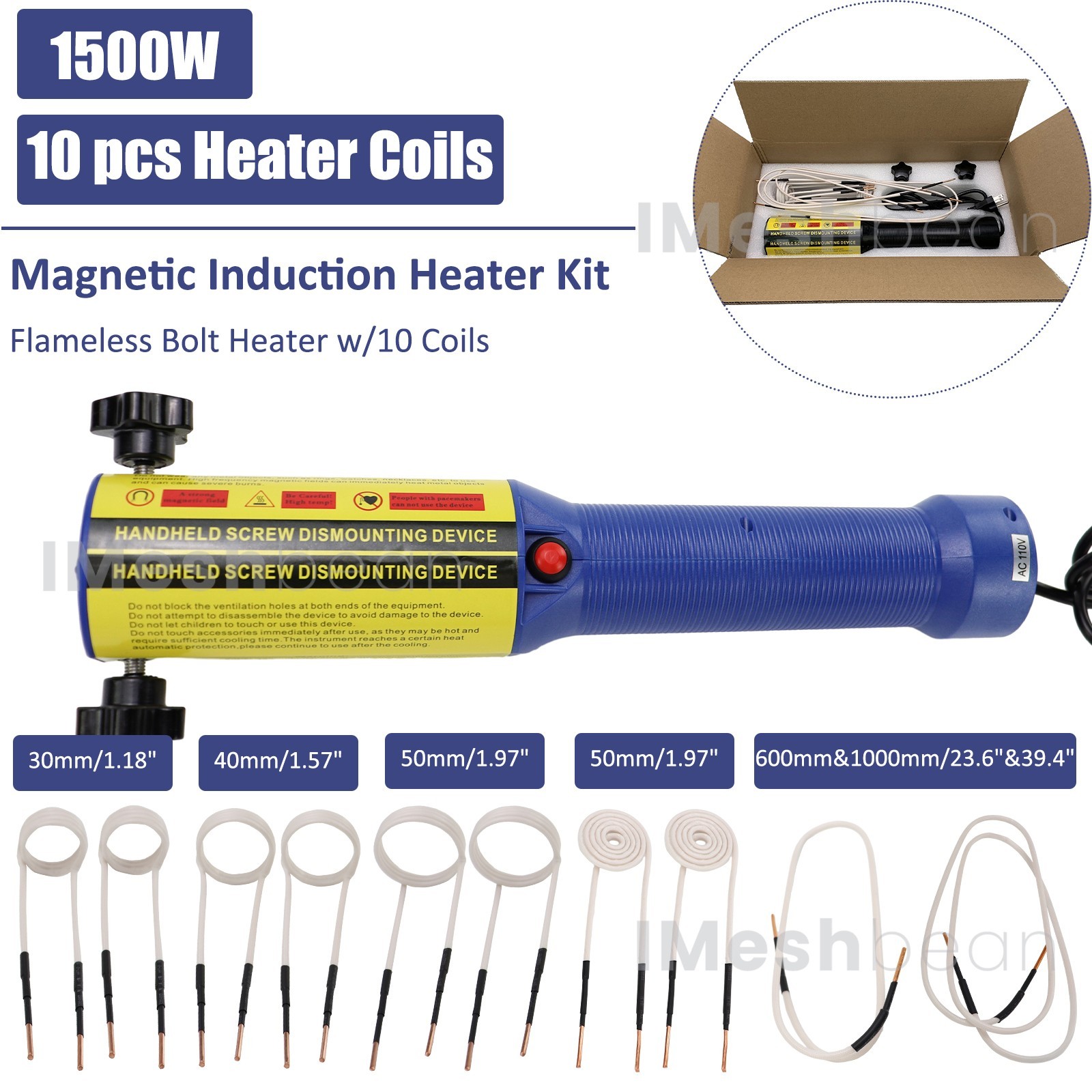 1500W Magnetic Induction Heater Kit for Automotive No Open Frame Heat w/10 Coils
