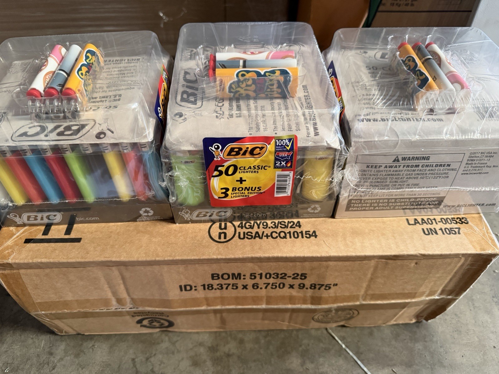 6 Trays Of Bic Lighter Classic/Assorted