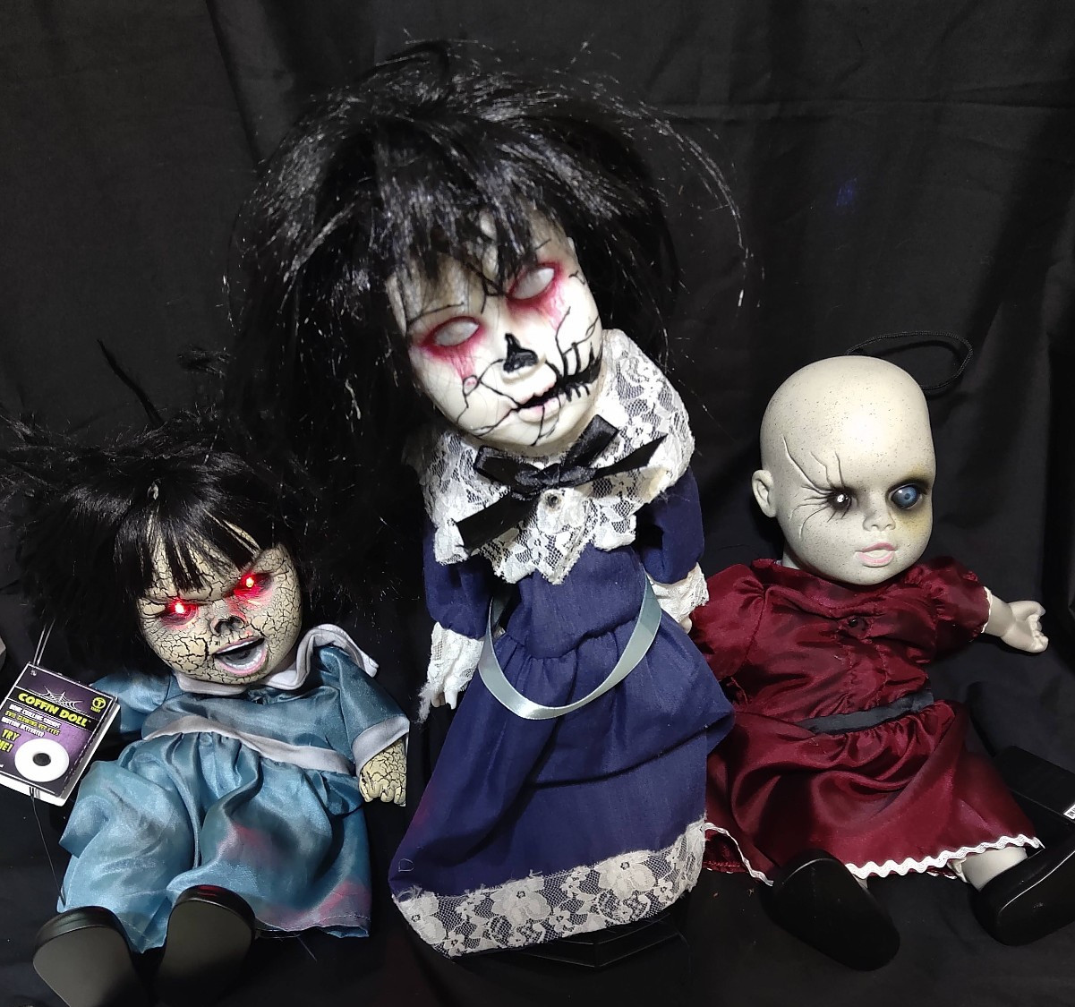Spirit Halloween Tekky Toys Coffin Dolls Set of 3 Motion Activated Creepy Sound