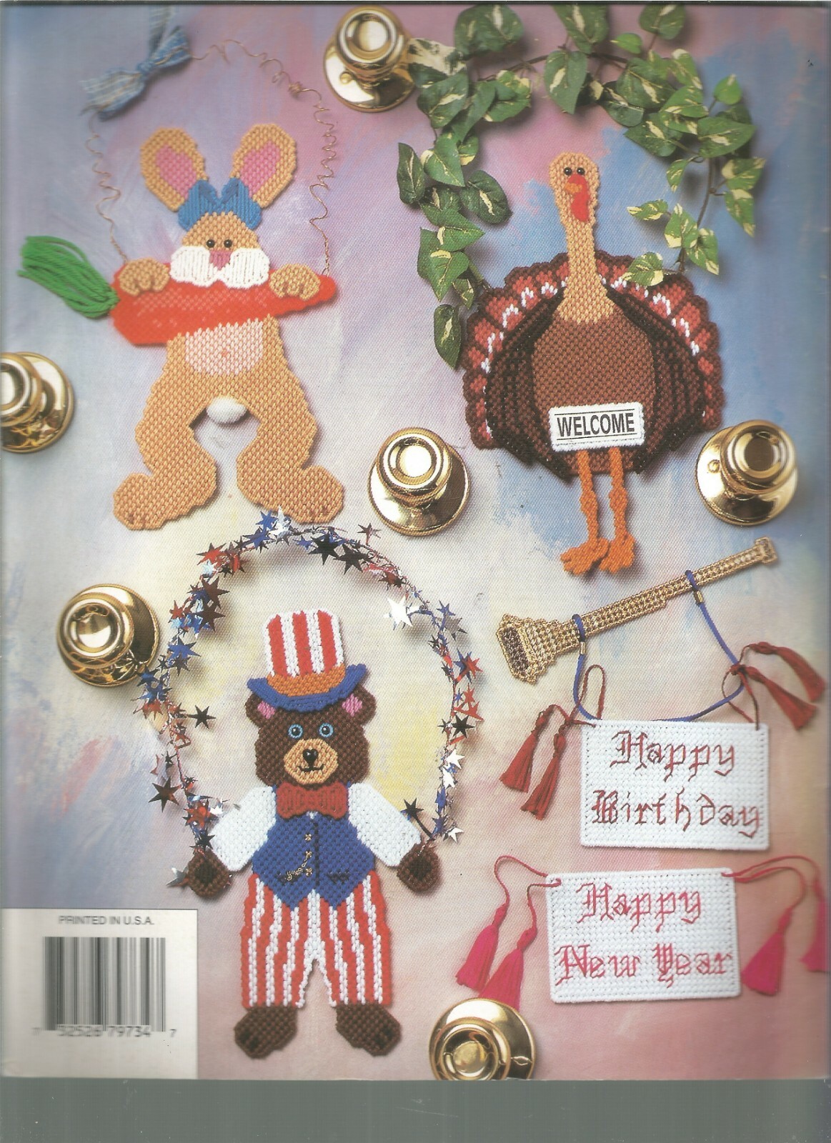 Plastic Canvas Patterns Door Decor Santa Cupid Witch Turkey Bunny Holiday E29