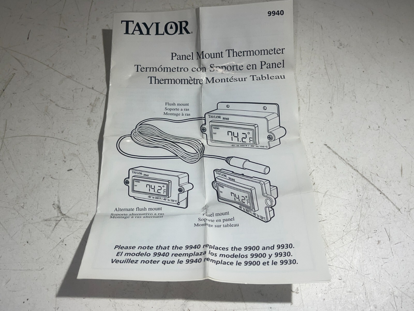Taylor Digital Panel Mount Thermometer - Model 9940