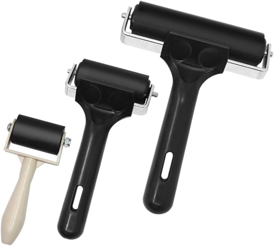 3Pcs Rubber Brayer Rollers for Ink, Paint, Stamping & Crafts (1.37-3.93 Inch)