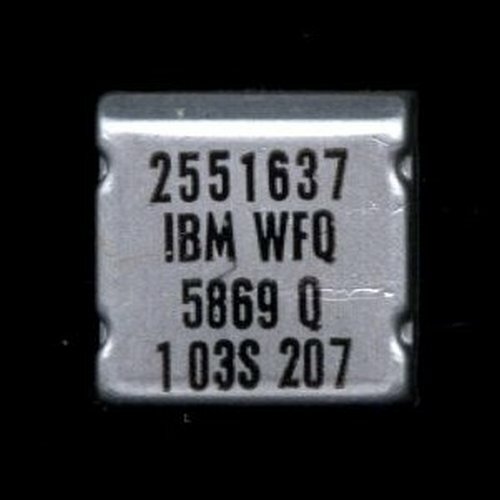IBM MST-1 chip 255 1637, early integrated chip from late 1960.