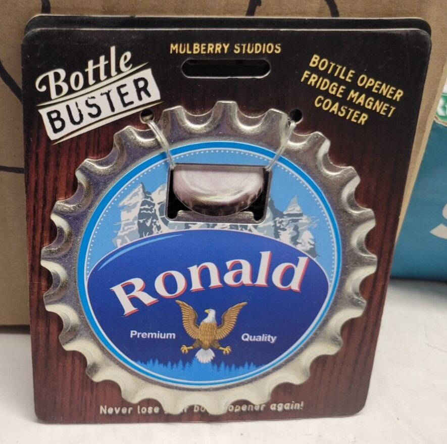 RONALD PERSONALIZED MULTI GADGET BOTTLE OPENER MAGNET COASTER NEW - U