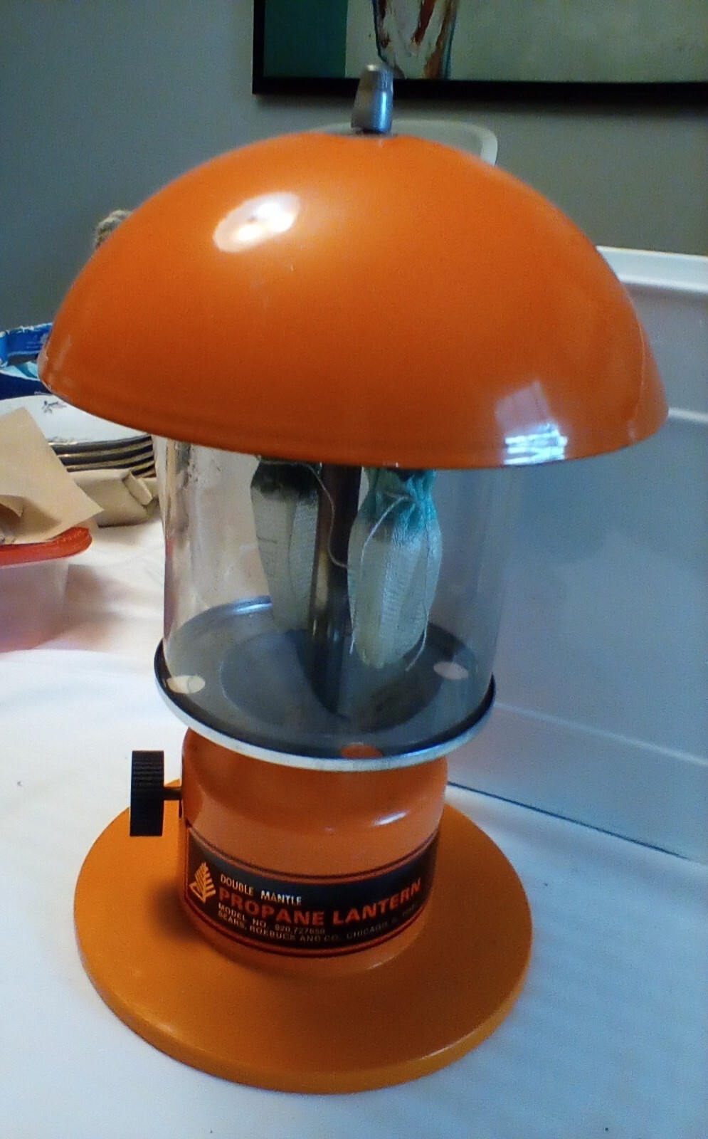Vintage Sears Double Mantle Orange Propane Lantern 920.727850. Coleman Pyrex NEW