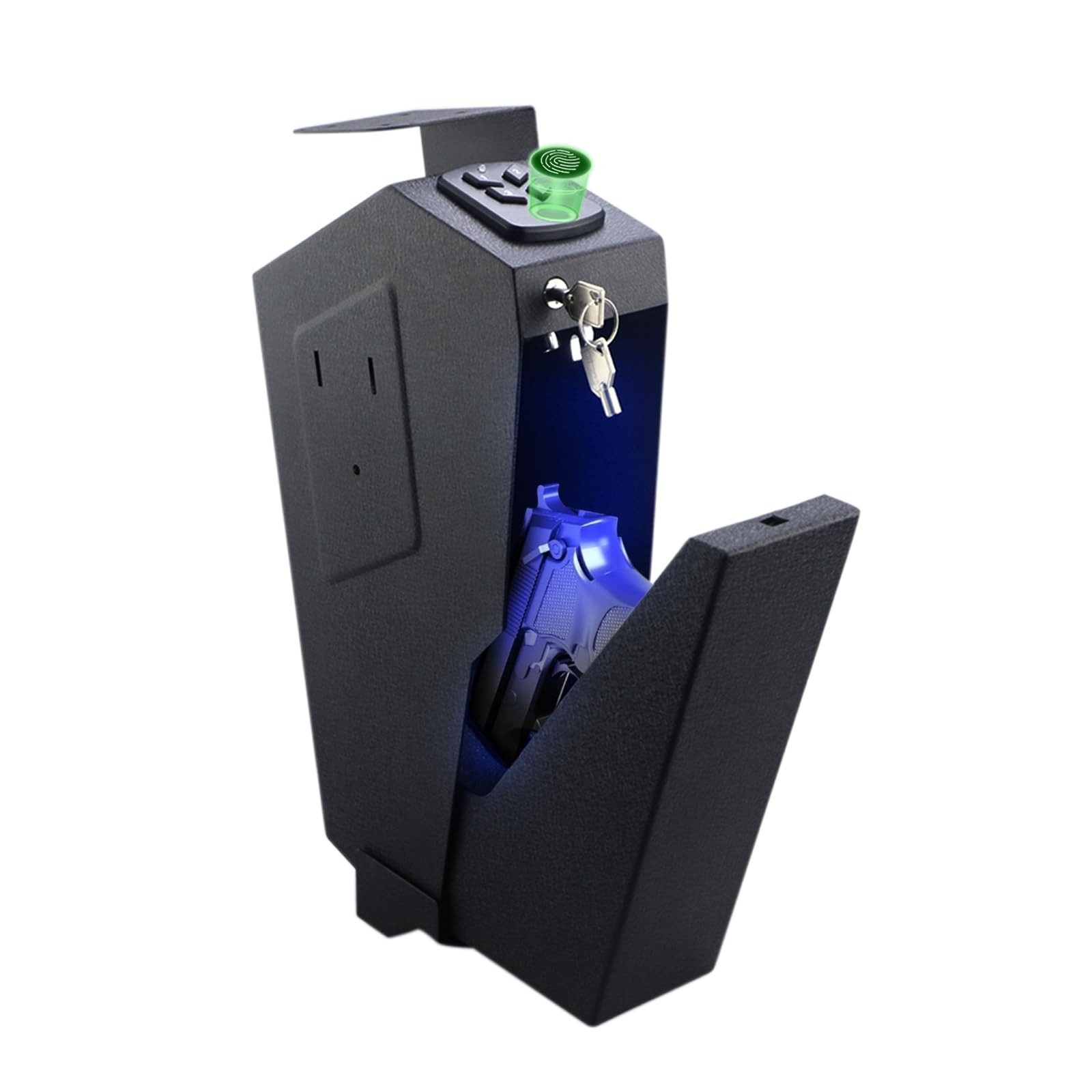 Biometric Gun Safe box, 3-Way Unlock pistol safe: Fingerprint, Digital PIN.