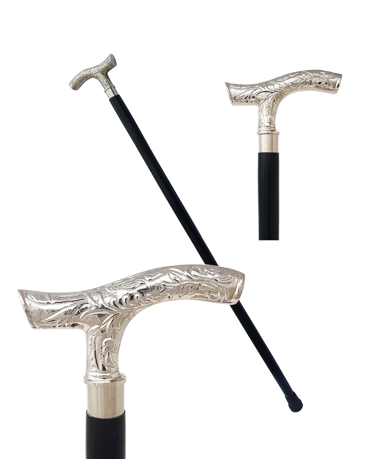 - Brass Derby Handle Walking Cane Wooden Cane Stick - Made of Rosewood & Bras...
