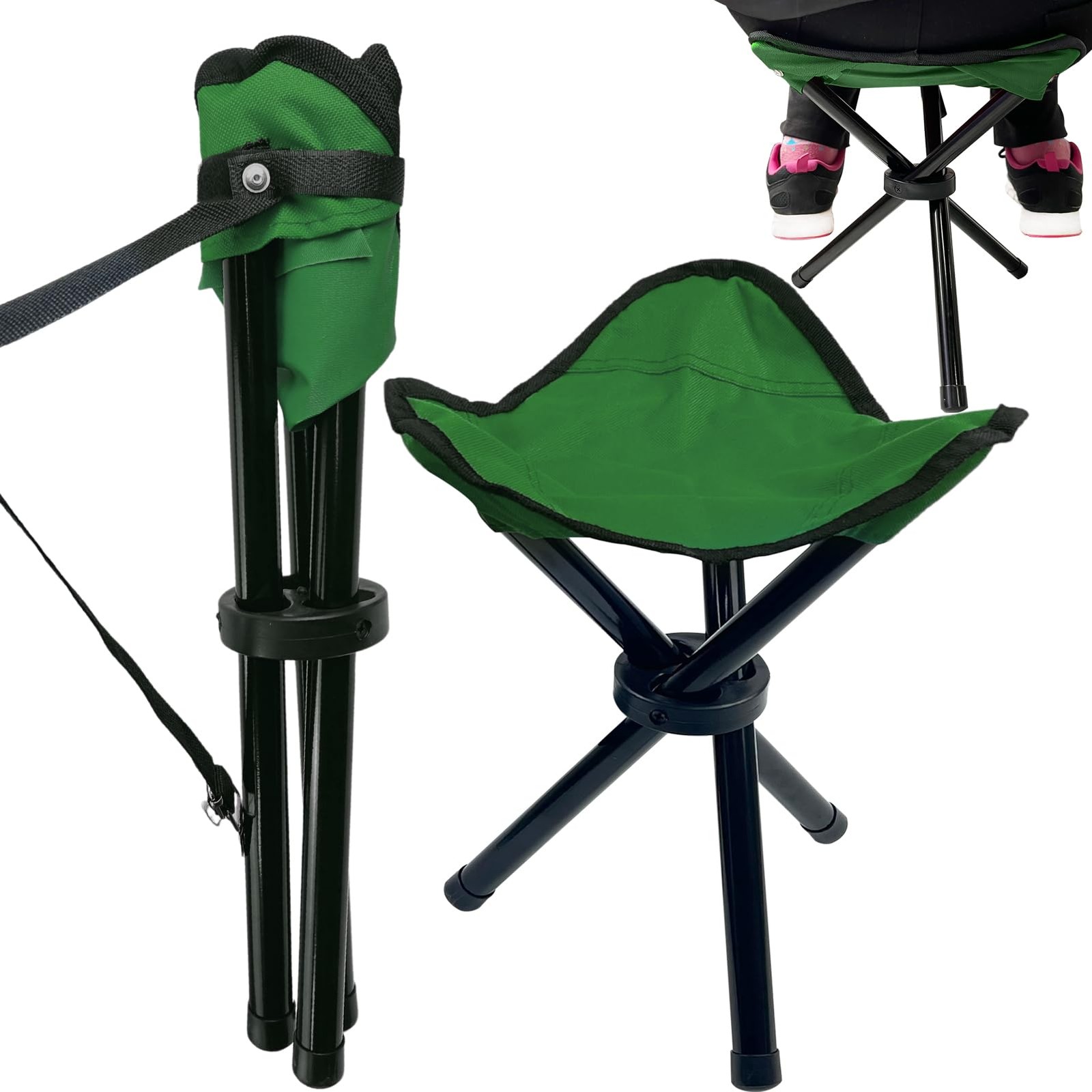 Travel Folding Camping Stool, 14.6 inches Tripod Chair and Maximum weight 210...