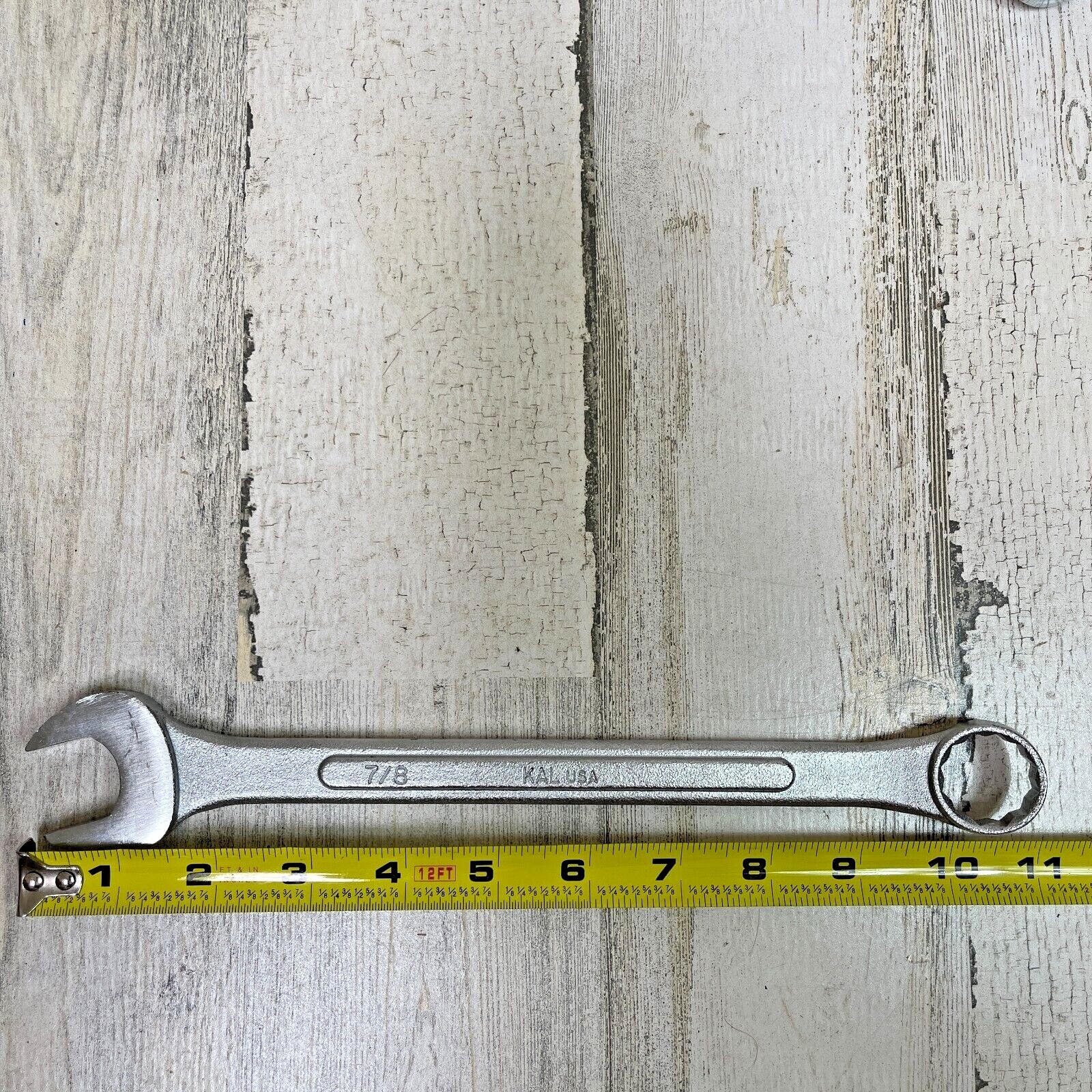 KAL USA 7/8" Combination Wrench Pro 12 Pt SAE 11" Long Satin Finish Hand Tool