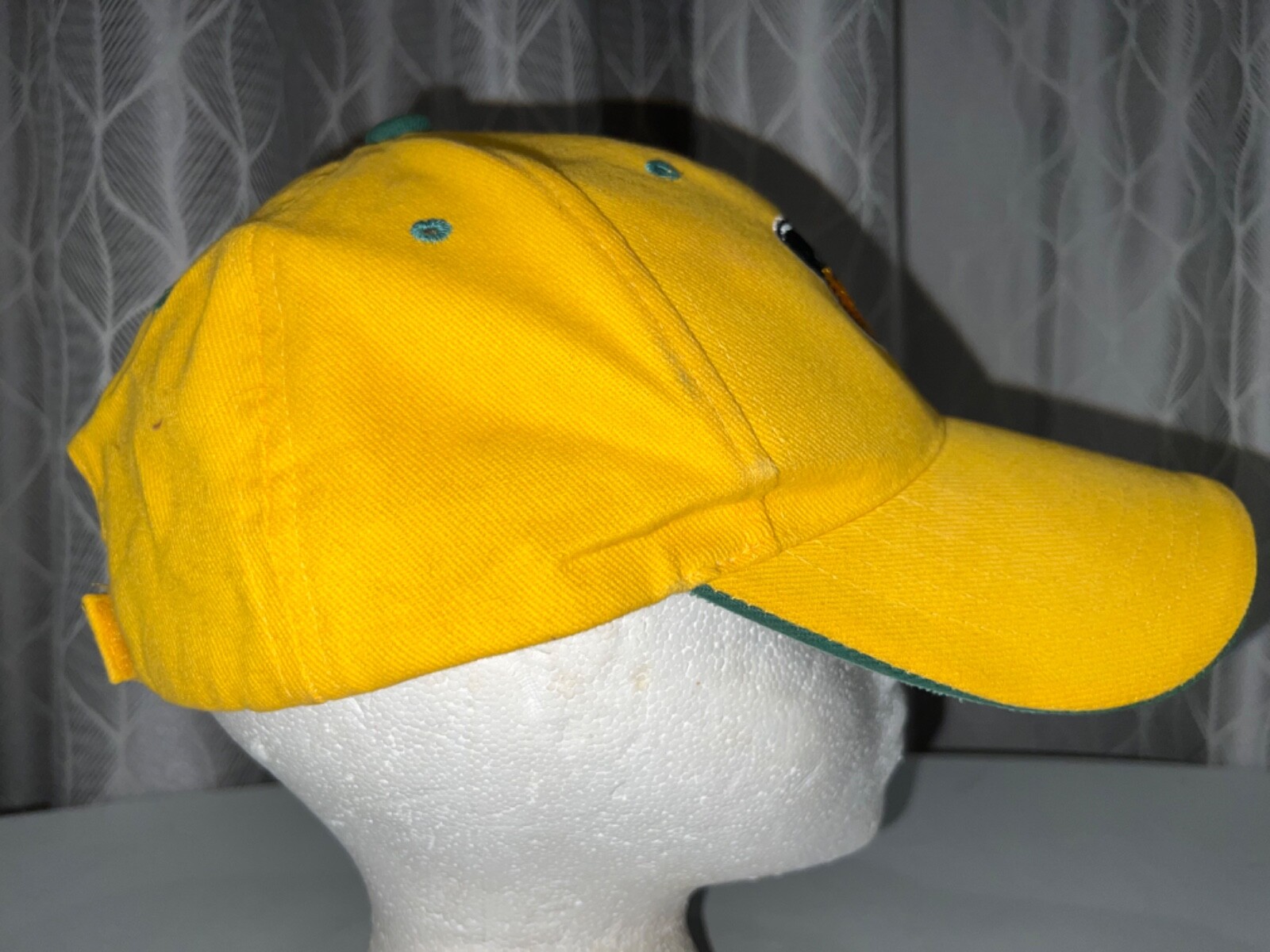 South Bend Sliver Hawks Gold Hat Cap Hook Loop With Embroidered Hawk on Front