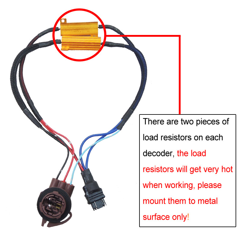 2pcs 3157 4157 Hyper Flash Fix No Error Wiring Adapter for LED Turn Signal Light