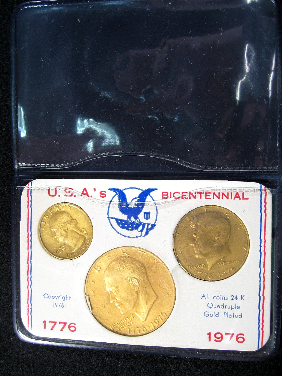 1976 Bicentennial Gold Plated set - 24k Quadruple plate - ( 3 Coins )
