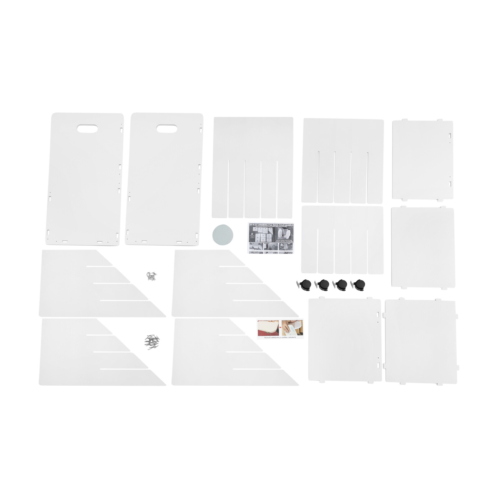 Blueprint Holder 20 Slots Document Storage Cart Rolling File Organizer White