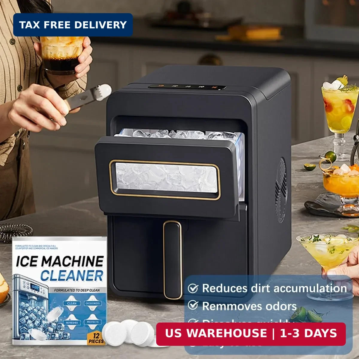 Ice Machine Cleaner Maker Descaler - 24 Ice Maker Cleaner Tablets, Compatible wi