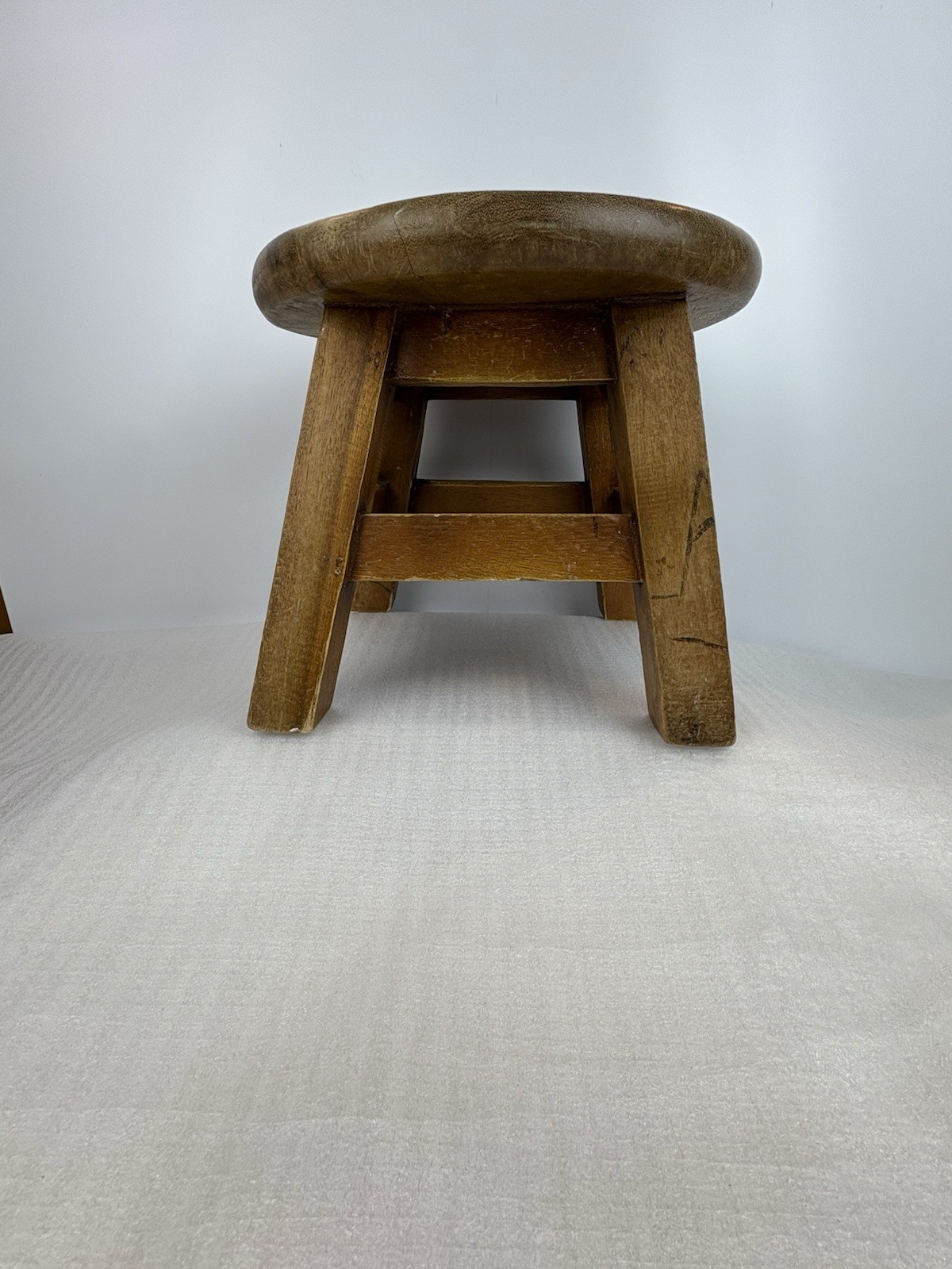 Vintage Childs' Illustrated Wooden Four Legged Stool - Green Rocking Horse