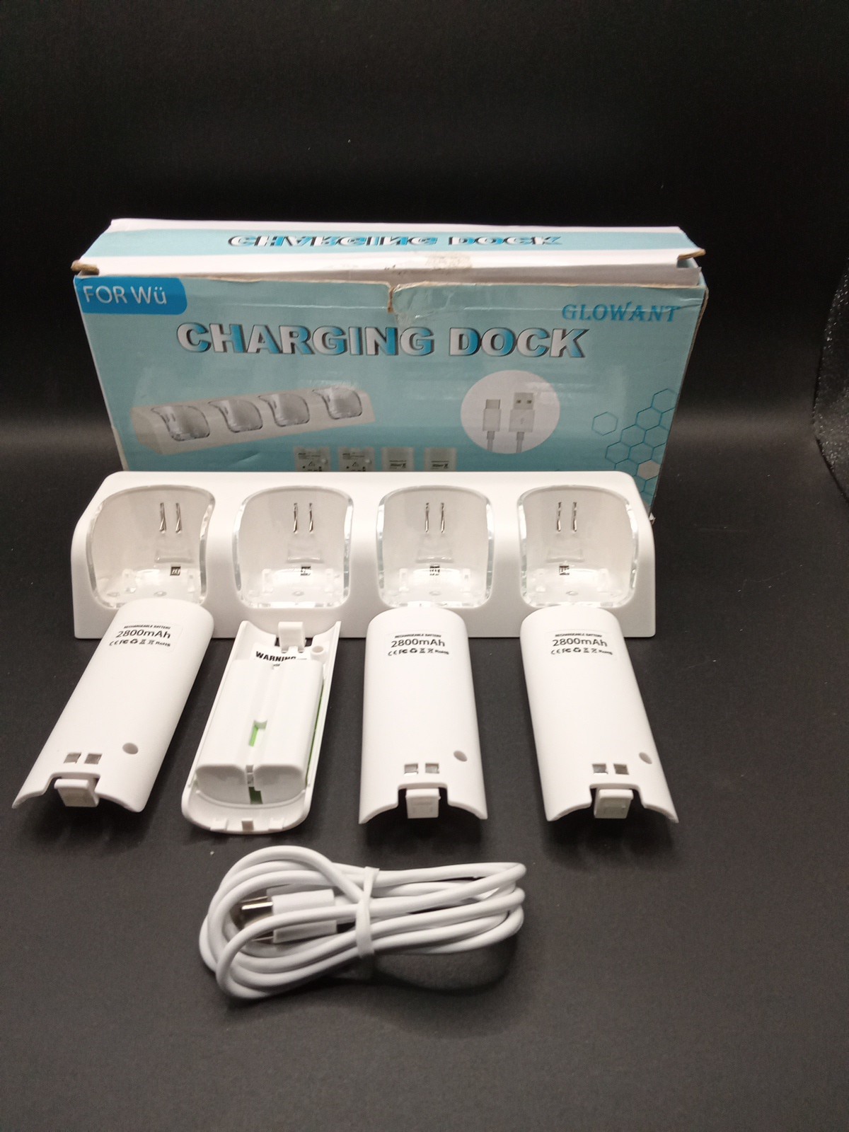 4× Rechargeable Battery Pack + Charger Dock For Nintendo Wii Remote Controller