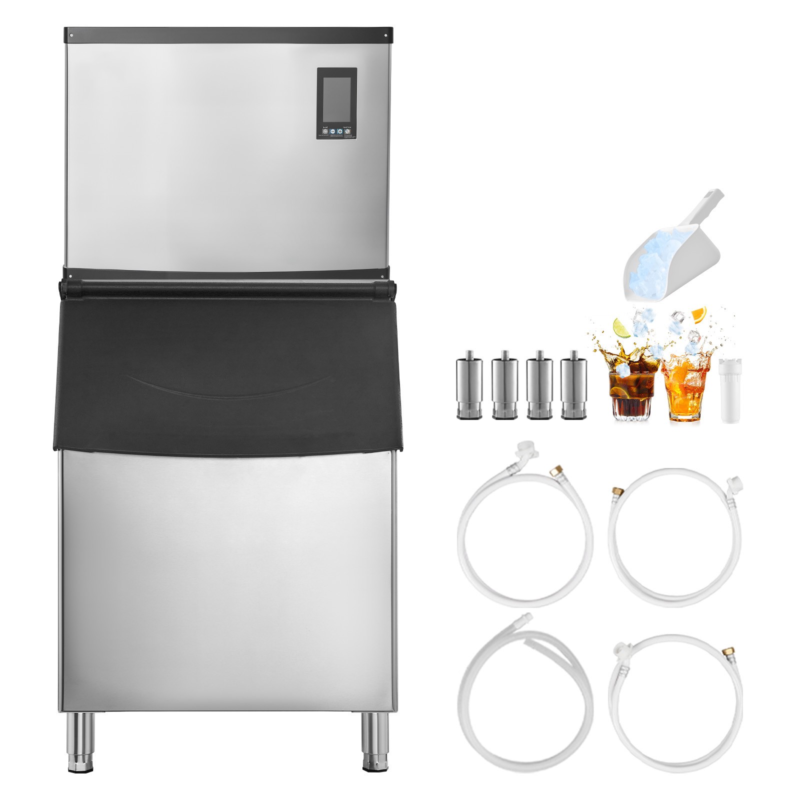 Uimoso Commercial Ice Maker 1000LB/24H with 500LBS Storage Bin and Self-Cleaning