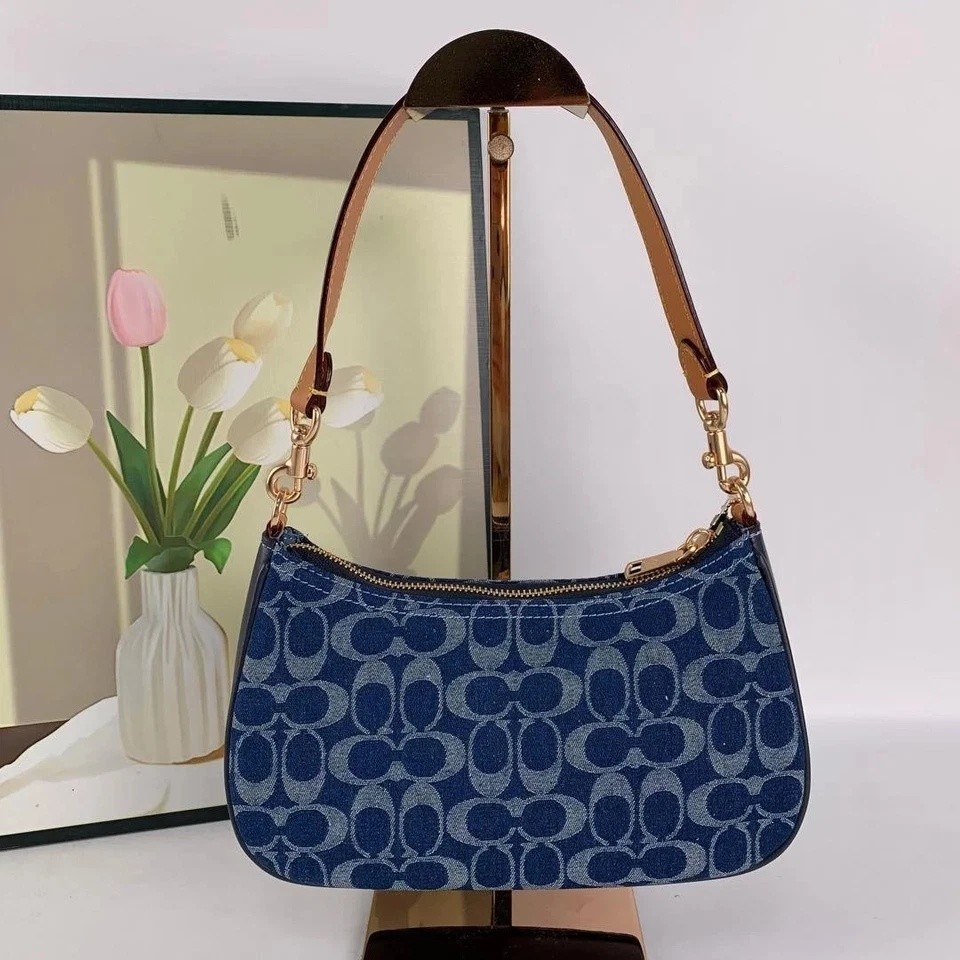 Signature Denim Outlet Free Shipping Coach CAF82 Denim/Natural Teri Shoulder Bag