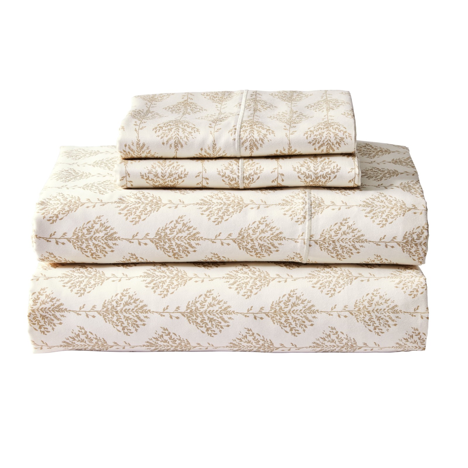 BED SHEET SET Twin 400 Thread Count Stripe Almond Biscuit BETTER HOMES & GARDENS
