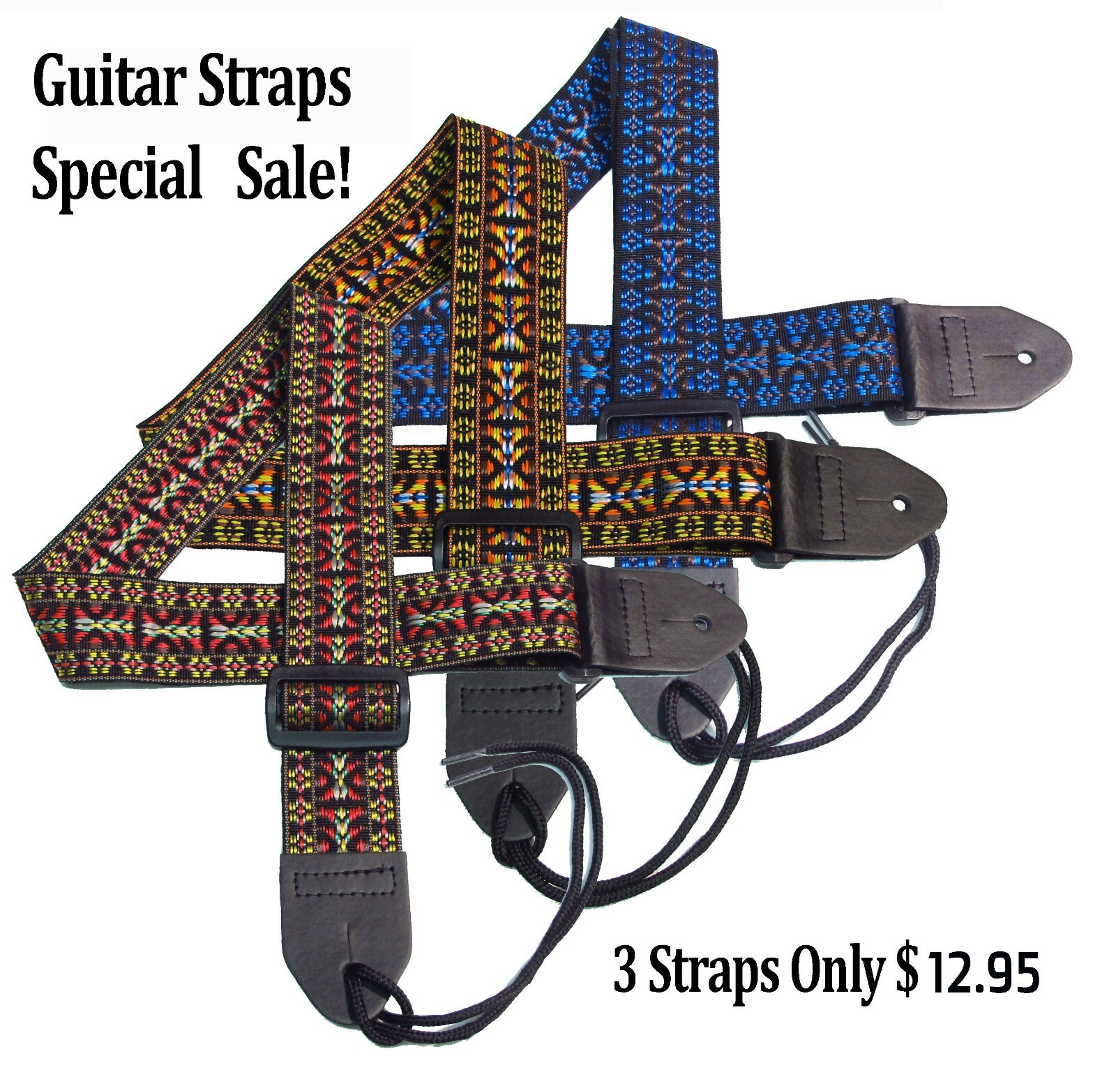 Guitar Straps Special SALE 3 STRAPS ONLY $13.95 Hootenanny Tapestry Style
