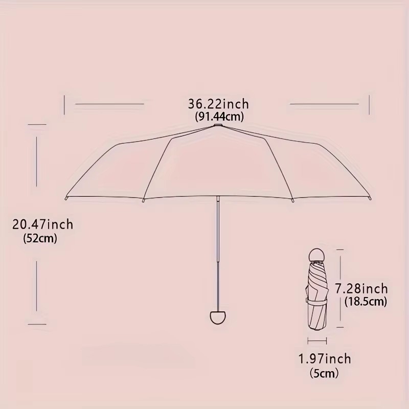 Compact 5-Fold Mini Umbrella – UV Protection, Lightweight, Portable