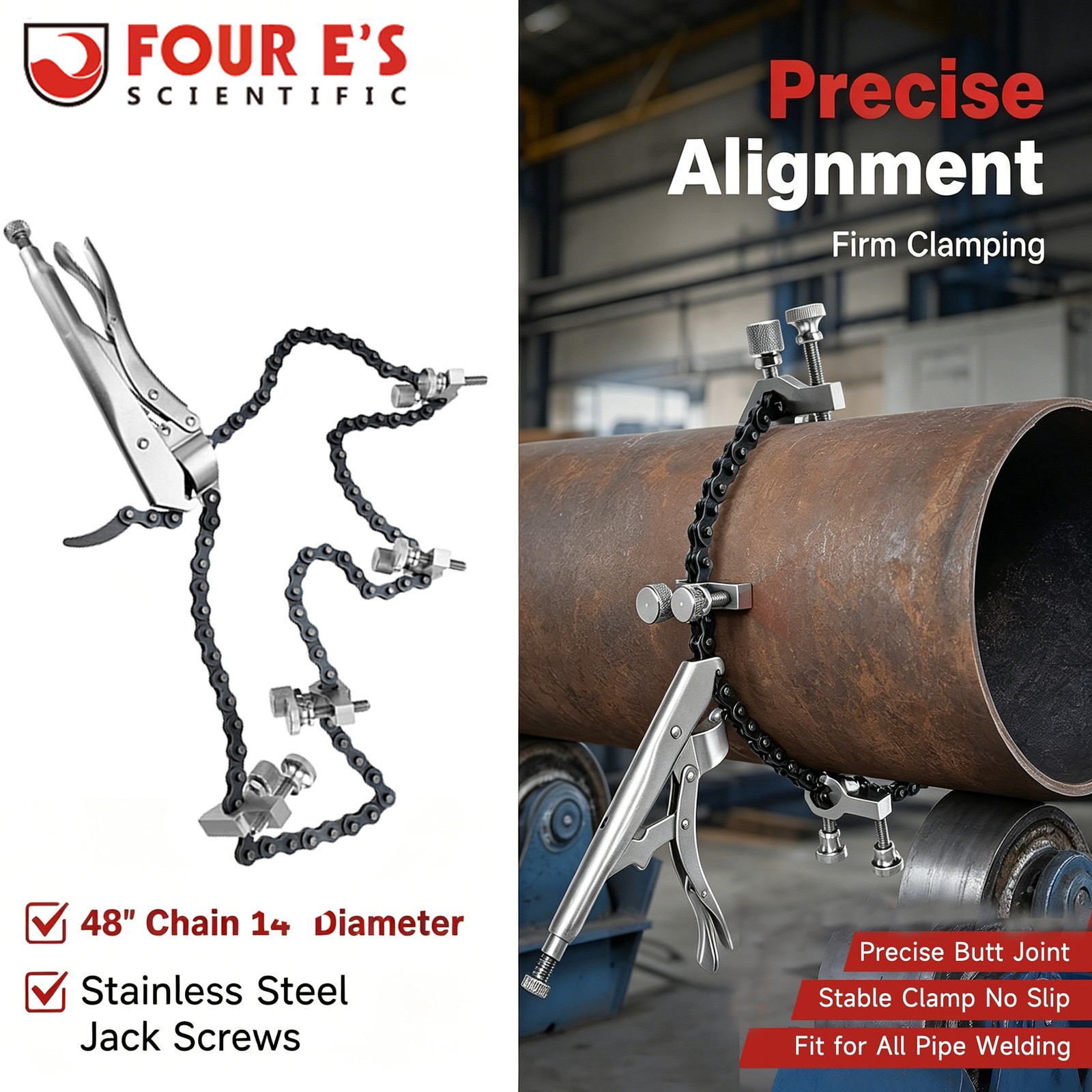 Strong Hand Tools Pipe Alignment Chain Pliers 48"Adjustable Chain Fits 14" Pipe