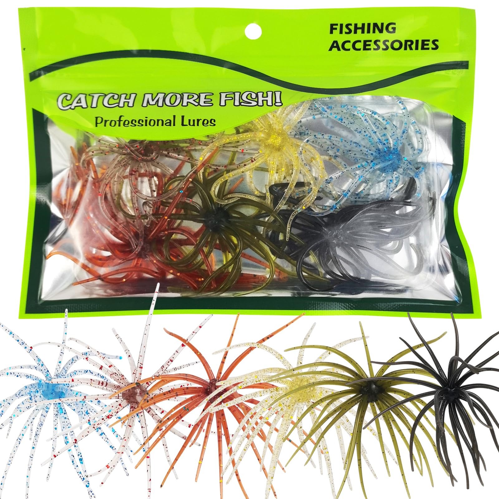 FREE FISHER 6 Pcs Soft Urchin Lures Fishing Saltwater Slow big, 3.54in/0.1oz
