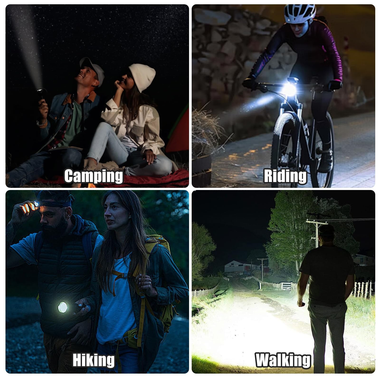 Zoomable LED Flashlights with 5 Modes: Valentines Day Birthday Small, Black