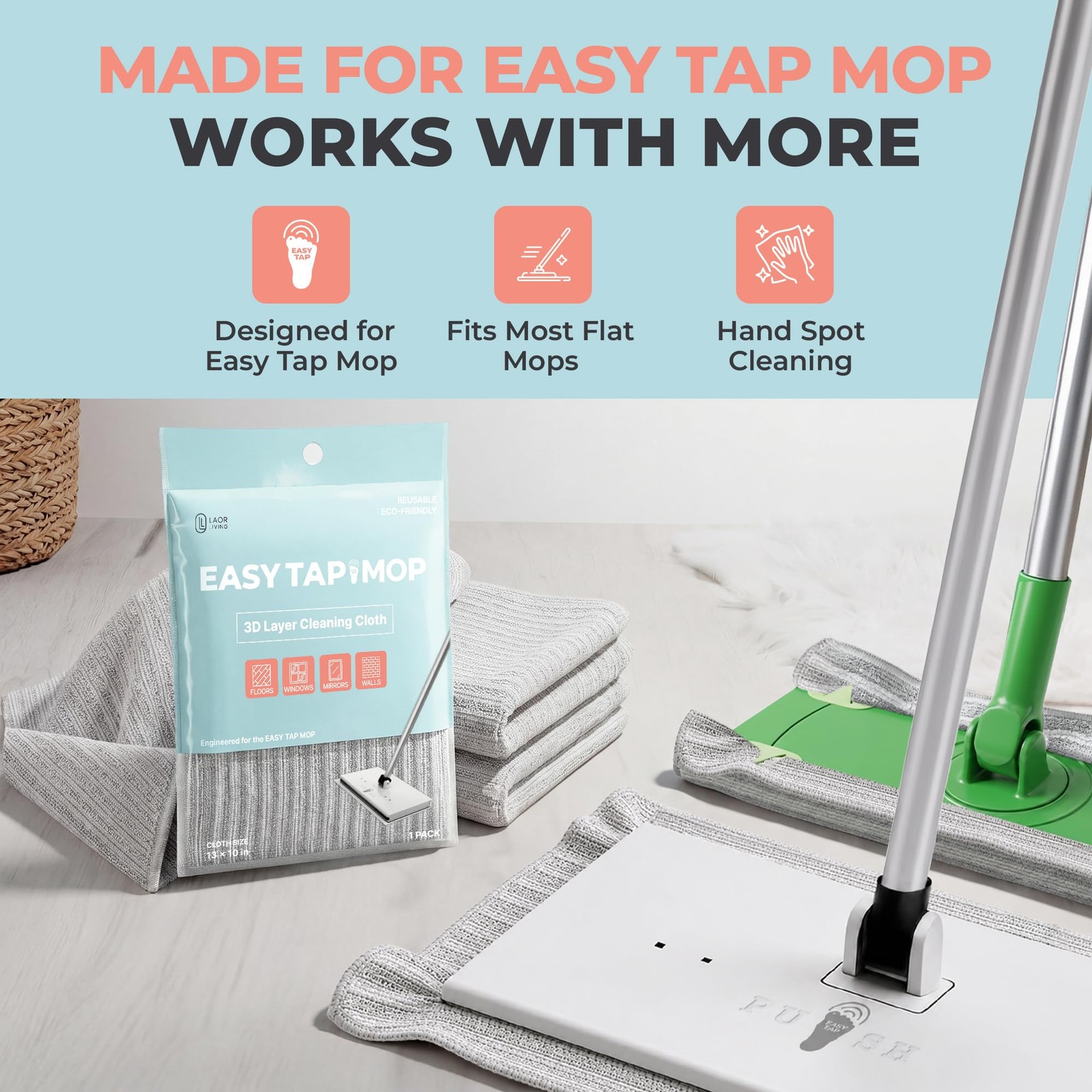 3D-Layer Cleaning Cloth - Reusable Microfiber Towel (13" x 10") Multi-Purpose...